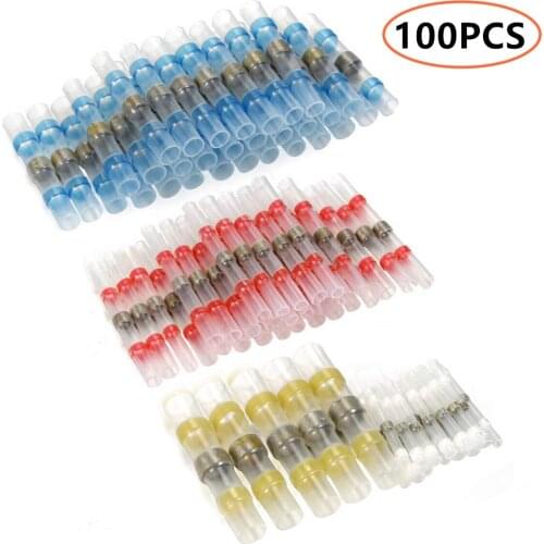 100PCS Waterproof Solder Seal Sleeve Heat Shrink Butt Wire Connectors Electrical Cable Splice Terminals 26-10 AWG 0.5-6.0mm2