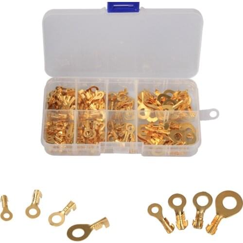 150PCS M3/ M4 M5 M6 Ring Lugs Ring Eyes Copper Crimp Terminals Cable Lug Wire Connector Non-insulated Assortment Kit