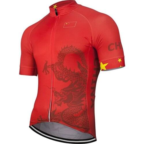 2020 China Men Cycling Jersey Bike Road Mountain Race Tops Bicycle Wear Red Racing Clothing Breathable