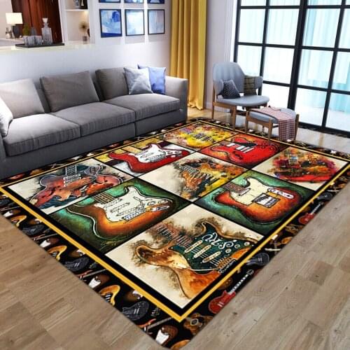 3D Cartoon guitar printed Carpets for Living Room Bedroom bedside Large Carpet Kid play Floor Mats Child Game non-slip Area Rugs