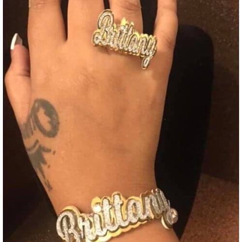 3UMeter 2020 New Custom Name Bangle Women Nameplate Bangle Stainless Steel Custom Bracelet Acrylic Bangle Gift Dropshipping