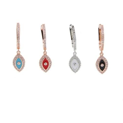 4 colors white red black blue enamel eye drop dangle earring Rose Silver color dangling charming jewelry