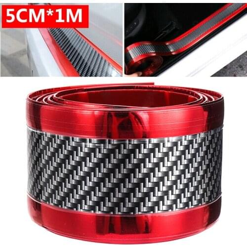 5cmx100cm Car Door Sill Protector Door Sill Scuff Plate Carbon Fiber Sticker Cover Door Anti Scratch Car Bumper Guard Protector