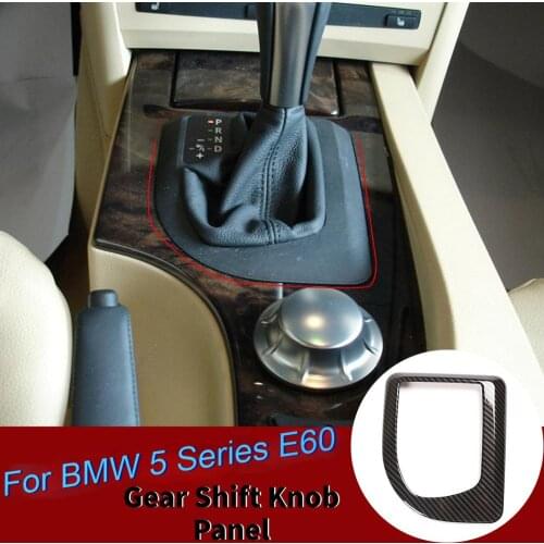 Car Accessories For BMW E60 5 Series 2004-2007 ABS Chrome/Carbon Fiber Texture Gear Decorative Frame Shift Knob Panel Trim