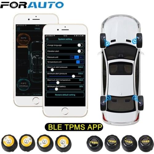 Car TPMS Tire Pressure Sensor Bluetooth Android iOS BLE Universal External Alarm Tire Pressure Sensors APP Display