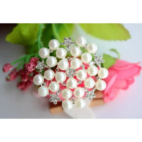 Free Shipping 20pcs 34,24mm round Pearl Rhinestone Button Flatback, Wedding DIY Crystal Buckles