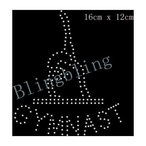 Free shipping Gymnast Split Iron On Rhinestone Transfer Crystal Hotflix t-stirt