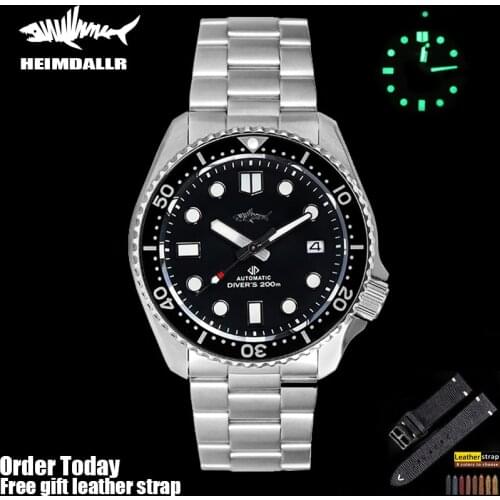 HEIMDALLR Mens Mechanical Diving Watch SKX007 Sapphire Ceramic Bezel 200M Waterproof Japanese NH35 Automatic Movement Big MM