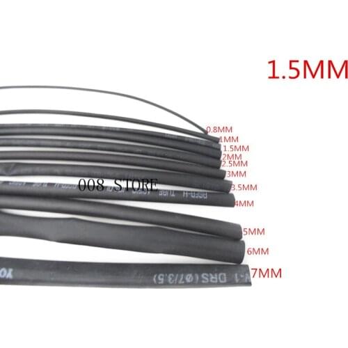 5 Meter High Quality Black Heat Shrinkable Tube Shrink Diameter 1.5mm