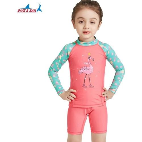 DiveSail 3-10Y KIDS Girls Swimwear Swimsuit Swimming separately two pieces suit Bathing UPF 50+ Long Sleeve Surf