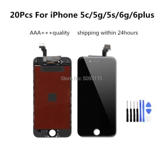 20PCS AAA+++Grade Screen Display LCD for iPhone 5 5s 5c 5se 6 6plus Replacement with 3D Touch Digitizer Assembly With Free Tools