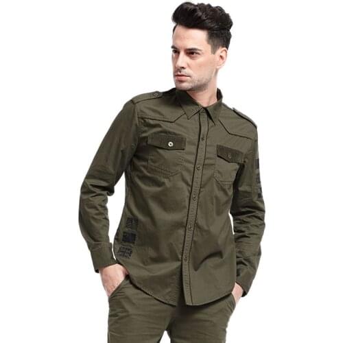 Long Shirts Mens Military Tactical Shirt Cotton Casual Large Size Menswear Shirts Outdoor Camping Climbing Hiking Sport Shirts