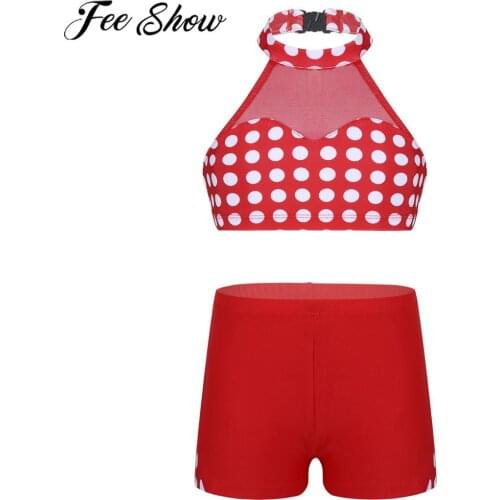 FEESHOW KidS Toddler Baby Girl Clothes Set Polka Dots T-Shirt Splice Tops with Shorts Holiday Outfits Set Girls Sports Clothing