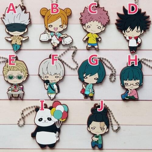 Jujutsu Kaisen Fushiguro Megumi Gojo Satoru Toge Original Japanese anime figure Rubber Mobile Phone Charms Keychain Strap Keyrin