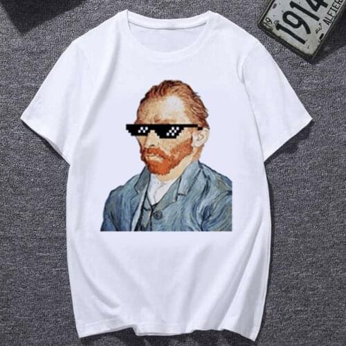 90s Vintage Tshirt Fashion Top Tees Summer Women Tshirt Van Gogh Harajuku Aesthetic T Shirts Women Oil Painting Funny T-shirt