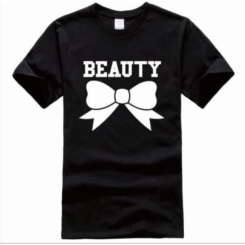 Couple Tee Shirt Men Women Cotton Short T-shirt Summer Top Funny Graphic Tees BEAST and BEAUTY Letter Print T Shirt