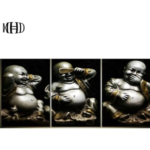 Three Buddha Decoration Picture 3D Diamond Painting Full, Square, Round Diamond DIY Diamond Embroidery Living Room Decorative