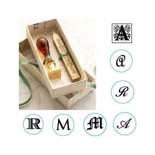Initial Wax Seal Kit -Initial with Murano Glass Handle & Gold Sealing Wax