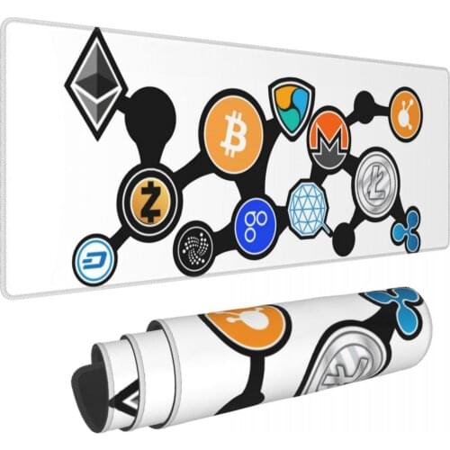 Cryptocurrency XL Funny Office Desk Mat Bitcoin Crypto Btc Blockchain Geek Table Mat Rubber Computer Keyboard Table Deco Cover