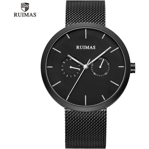 Top Brand Steel Mesh Belt Watch Causal Fashion Thin Wristwatch Mens Quartz Watch Male Chronograph Clock