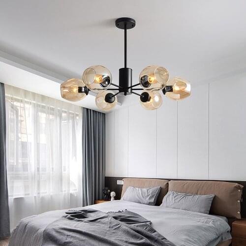 Nordic Color Glass Ball Chandeliers Art Home Decor Shades Lamp Led Hanging Light Modern Living Room Bar Stair Droplight Fixture