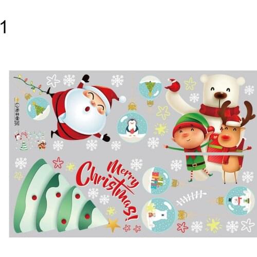 Cute Christmas Tree Santa Snowflake Elk Window Sticker Decal Xmas Party Decor