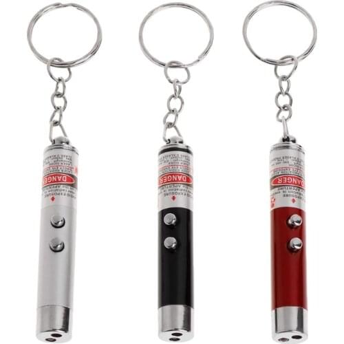 Cat Teaser Light Multi Functional Pet Toys LED Lamp Pen Pointer 2 in 1 Key Ring Dog Pets Products Keychain Portable Aluminum All
