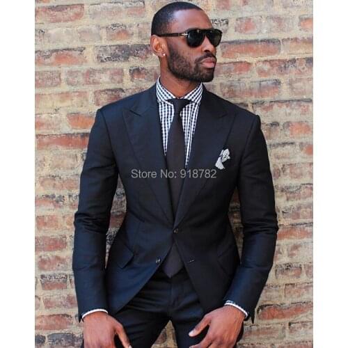 Black Slit Fit Men Suit Smoking Groom Tuxedo 2018 New Design Wedding Suit For Men Prom Dress Groomsman Costume Mariage Homme