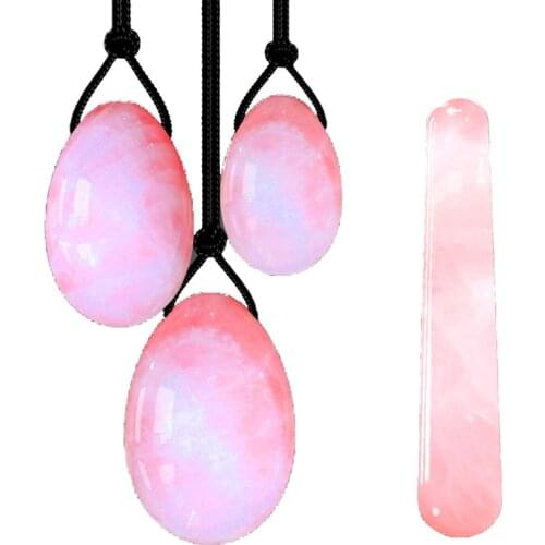 Natural Rose Quartz Yoni Egg Jade Eggs Women Kegel Exerciser Vaginal Muscles Tightening Ball Jade Massager Crystal Kegel Eggs