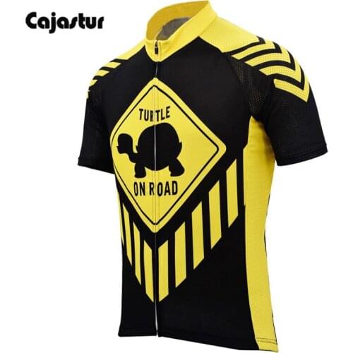 New Cycling Jersey Men Black Yellow Short Sleeve Bike Jersey Breathable Cycling Clothing Ropa Maillot Ciclismo Cajastur