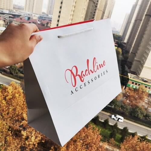 Wholesale 500pcs/lot custom logo paper shopping bags 250gsm paperboard reusable for clothes shoes gift packing