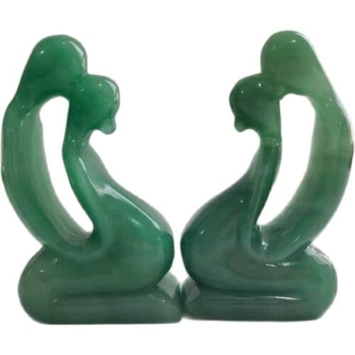 Free Shipping Wholesale Natural Hand Carving Crystal Decoration Amorous Couples Gem For Gift LFW