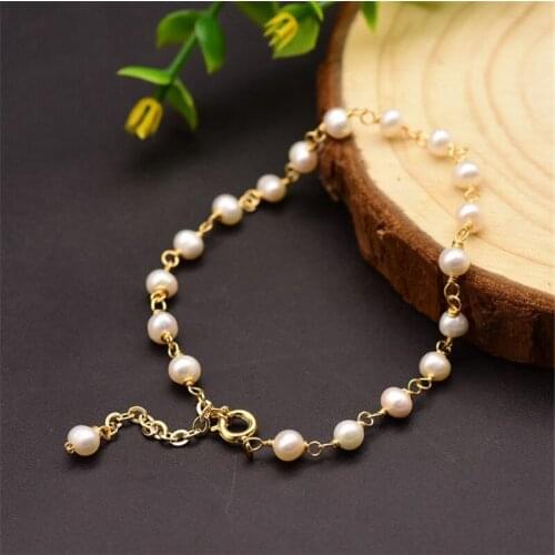 Original Freshwater Pearl Bracelet for Women Girls Chain Tassel Bangle Wedding Party Fashion Simple Handmade Female Jewelry Gift