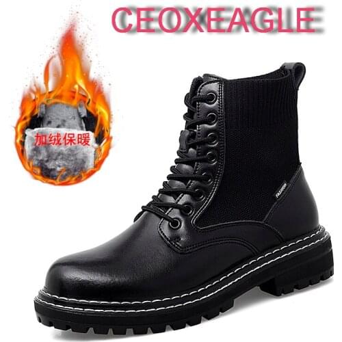 Autumn And Winter New 2022 British Genuine Leather Fashion Round Toe Womens Snow High-top Martin Men Boots Ladies Casual Shoes