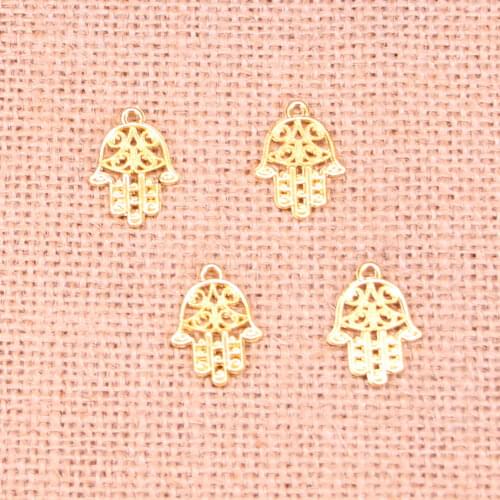 35pcs Tibetan Gold hamsa palm protection Charms Pendants for Jewelry Making DIY Handmade Craft 20*15mm