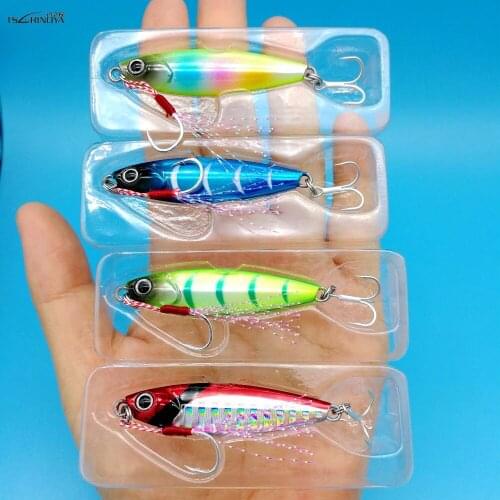 TSURINOYA 4PCS/LOT Freshwater Saltwater Shore Jig Fishing Lure 7g/14g/18g 42mm/54mm/61mm Long Casting Metal Artificial Lure