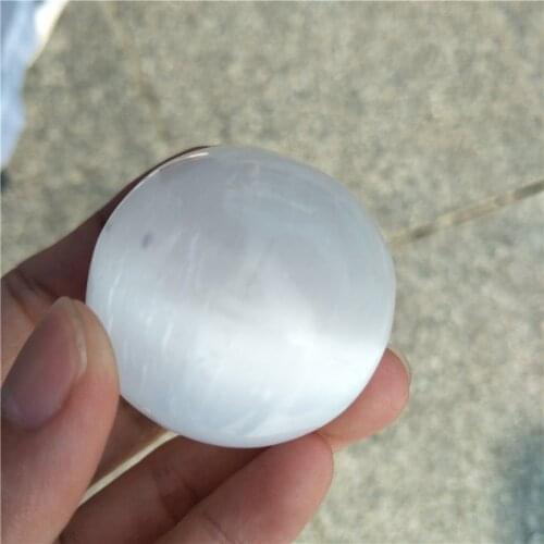 Natural selenite ball gemstone healing energy meditation sphere crystal mental clarity quiet mind keep negative energies away