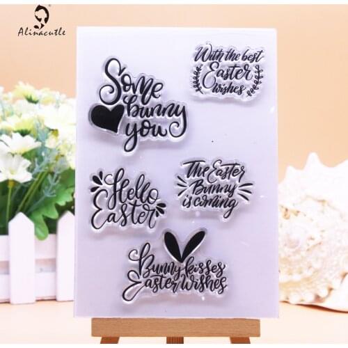 CLEAR STAMPS Hello Happy Easter DIY Scrapbook Handmade Card Album Paper Craft Rubber Transparent Silicon Stamp AlinaCraft