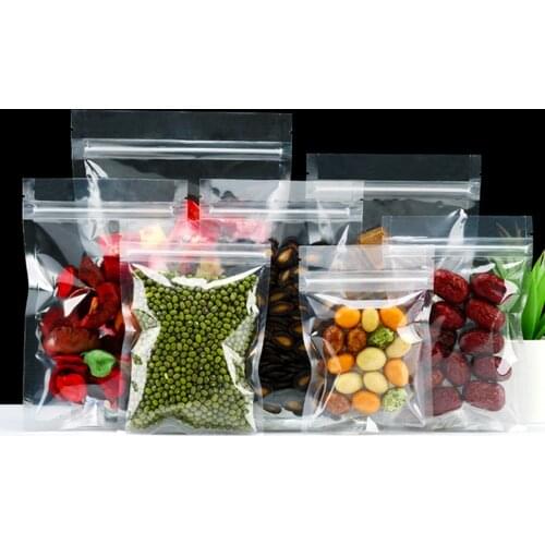 100Pcs Clear Plastic Zip Lock Self Seal Bag Resealable Reclosable Food Snack Candy Chocolate Storage Tear Notch Pack Pouches