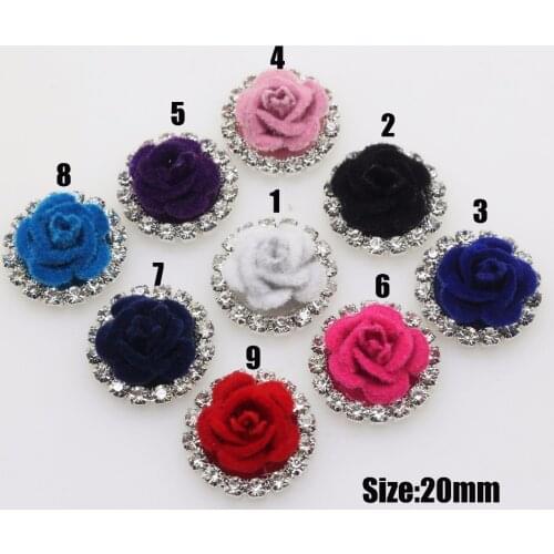 Fashion 20mm 10pcs Imitation Velvet Rose buttons romantic Wedding invitatio Flower Center decoration accessories