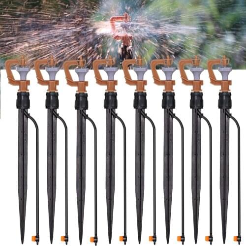 360 Degrees Rotary Big Wheel Sprinklers G Type Nozzles With Stakes Connectors Greenhouse Irrigation Spray Micro Garden Watering