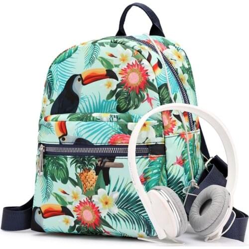 Fashion Flower Printed Mini Mummy Backpack Women Waterproof Nylon Diaper Bag Outdoor Travel Baby Nursing Nappy Bags MBG0202