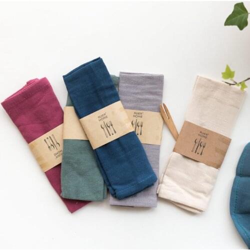 1piece free shipping Cotton Linen Cloth Table Napkin Home Wedding Party Kitchen Cup Dishes Napkins Table Decorative 30x40cm