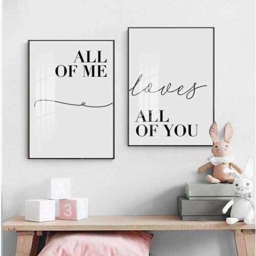 Nordic Simplicity Style Canvas Print Painting All For Me All For You Minimalist Wall Art Poster Bedroom Decoration Picture