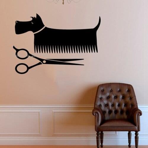 Dog Grooming Wall Decal Pet Grooming Pet Care Wall Vinyl Sticker Window Sticker Hair Pet Shop DIY Self-adhesive Wallpaper LL122