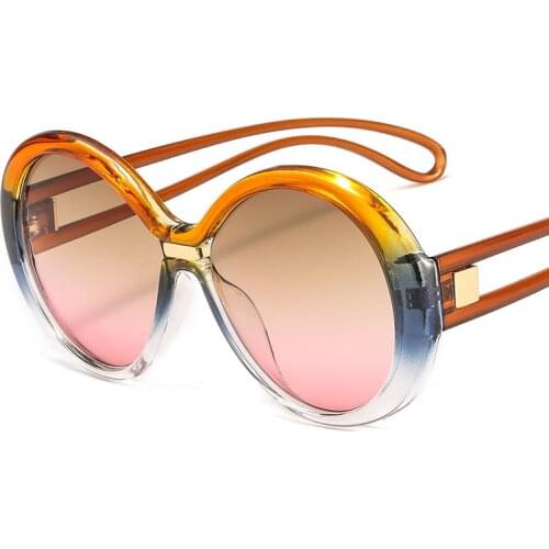 2021 Fashion Oversized Round Sunglasses Women Vintage Colorful Oval Lens Eyewear Popular Men Sun Glasses Shades UV400