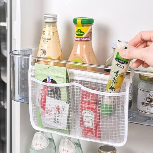 1Pcs Refrigerator Storage Mesh Bag Portable Seasoning Food Snacks Net Bag Kitchen Fruit Storage Bags Refrigerator Hanging Bag