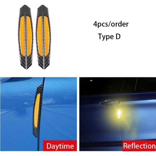 Carbon Fiber Car Door Anti-collision Stickers Safety Warning Mark Reflective Tape For mitsubishi asx lancer pajero outlander