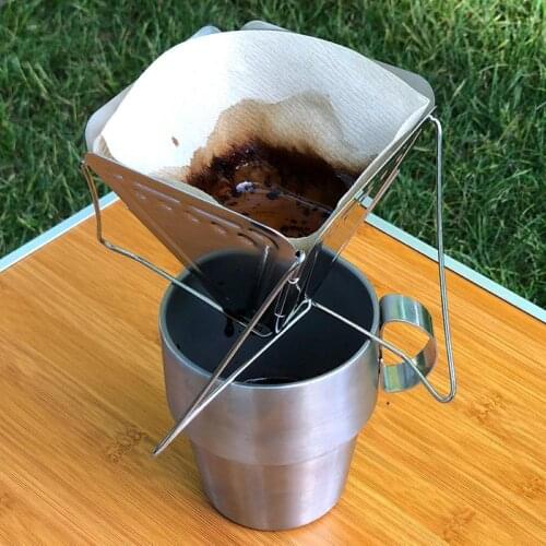 Outdoor Metal Folding Coffee Filter Reusable Funnel Dripper Non-slip Strainer Funnel Shaped Durable Easy Clean Coffee Filter