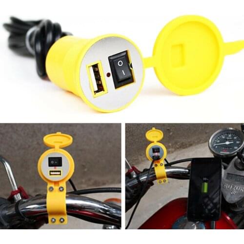 Motorcycle Handlebar Mount USB Mobile Phone Charger Power Outlet Socket With Switch Universal